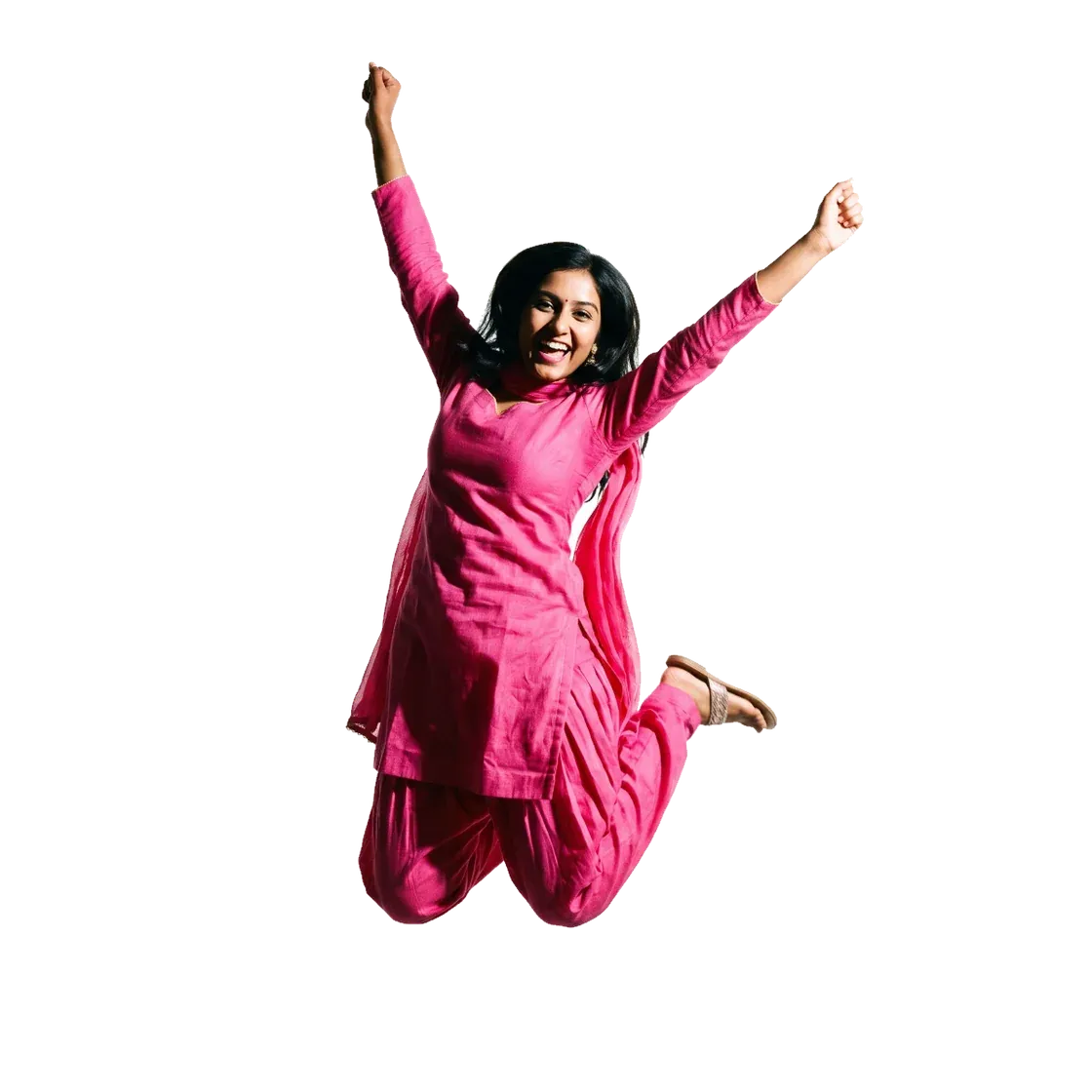 Student jumping with joy